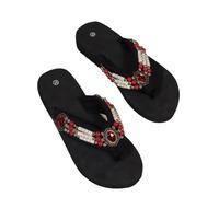 Tongs à Perles Femmes été Bohême Tong Claquettes Épaisse Mode Sandales Compensee Claquette de Plage Piscine Pantoufles Strass Confort Anti-dérapant Chaussures Orthopédique Nu Pieds Plateforme Voyages