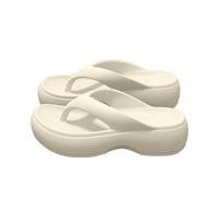 Tongs antidérapantes pour femme - Chaussons de bain souples - Pantoufles nuages - Séparateurs d'orteils - Mules à semelle épaisse - Sandales de plage - Pour l'intérieur et l'extérieur, 4 Blanc, 34 EU