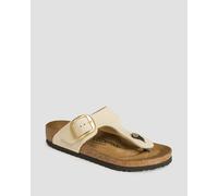 Tongs Beiges Pour Femmes Birkenstock Gizeh Big Buckle Nubuck Leather Regular 1026580-ecru