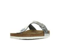 Tongs Birkenstock Gizeh Bs Metallic Silver - Femme - Marron-Argent - Cuir - Boucles - Printemps Été 2017 35