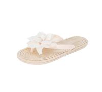 Tongs blanches élégantes pour femme avec semelle intérieure - Chaussures d'été plates - Chaussures ouvertes - Respirantes - Légères - Chaussures orthopédiques confortables, Blanc., 38 EU