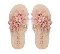 Tongs Chaussons Femme Grande Taille Fleurs Pantoufles Semelle Antidérapants Légères Confortable Chaussons À Bout Ouvert Vacances Plage Flip-flops Slippers (Pink, 43)