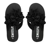 Tongs Chaussons Femme Grande Taille Fleurs Pantoufles Semelle Antidérapants Légères Confortable Chaussons À Bout Ouvert Vacances Plage Flip-flops Slippers (Black, 39)
