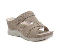 Tongs Chaussons Femmes Plateforme Pantoufles Mode Rétro Casual Plage Chaussures Orthopédiques Sandales Peep Toe Confort 38 Abricot