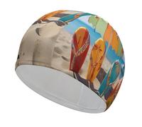Tongs colorées - Bonnet de bain haute élasticité - Convient aux cheveux longs et courts - Confortable - Grand bonnet de douche pour réduire la traînée et protéger les cheveux