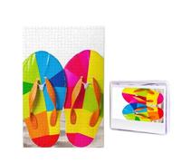 Tongs colorées - Puzzle de balle de plage pour adultes - Puzzle en bois à partir de photos - Puzzle stimulant parfait pour les soirées de jeux, la décoration de la maison - Cadeau pour les vacances et