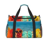 Tongs colorées sac de voyage à la main pour ballon de plage - Bagage de cabine durable, sac de voyage, sac de voyage, sac de voyage, sac portable, sac fourre-tout de voyage, Noir , Taille unique