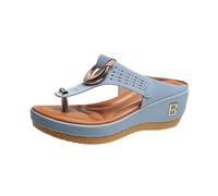 Tongs Compensee Femme Mule en Cuir Bohême Bout Ouvert Plateforme Tongs Compensées Chaussons D'été à Bout Ouvert Flip Flops Arch Support Chaussures Sandale De Vacances Plage