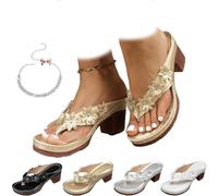 Tongs compensées avec soutien de la voûte plantaire pour femme, sandales orthopédiques d'été à bout ouvert pour la plage, les voyages, les sorties décontractées, doré, 40 EU