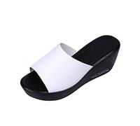 Tongs Compensees Femme Été Pantoufles Bouche de Poisson Sandales Talon Épais Slippers Chaussures Flip Flops Plateforme Antidérapant Slippers Chic pour Casual Plage Loisir Claquettes