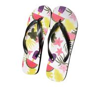 Tongs confortables pour femme, sandales de loisirs pour la plage, les fêtes au bord de la piscine, l'été, le printemps, les promenades en plein air avec semelle imprimé animal, Noir , 45 EU