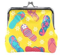 Tongs de couleurs d'été personnalisées pour femmes, joli portefeuille en cuir, boucle en cuir, baiser, fermeture éclair, petits détenteurs de cartes, pantoufles aux couleurs d'été, classiques