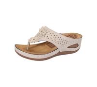Tongs de massage pour femme - Sandales d'été compensées - Antidérapantes - Chaussures de loisirs - Style bohème - Respirantes - Confortables - Légères, Blanc., 38 EU