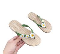 Tongs d'été à deux brides en paille for femmes, chaussures à bandes croisées, sandales de plage, sandales d'extérieur antidérapantes, espadrilles en corde de chanvre Convient Pour La Plage, La Piscine