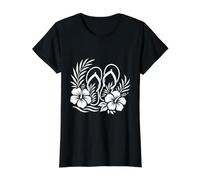 Tongs d'été à Fleurs d'hibiscus Tropicales Blanches Florales T-Shirt Graphique avec Valeur