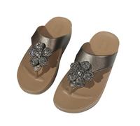 Tongs d'été à fond épais 2025 Nouvelle mode dorée Pente de l'Europe et des États avec pantoufles, tongs de plage d'été, café, 37 EU