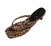 Tongs d'été à motif léopard avec talon pour femme - Sandales de plage décontractées avec talon compensé - Semelle antidérapante pour les loisirs, les vacances, les rendez-vous, les nuits, autre, 35 EU