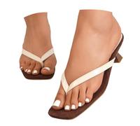 Tongs d'été à Talon Fin, Sandales de Plage décontractées, Chaussures de Marche Confortables et faciles à Enfiler, Bout Ouvert, légères et Tendance pour Les Voyages (White #1, 35)