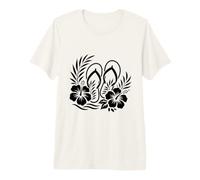 Tongs d'été avec Fleurs d'hibiscus et Fleurs Tropicales T-Shirt Haut de Gamme