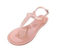 Tongs d'été pour femme - Élégantes - Tongs plates - Sandales de plage tendance - 2025 - Respirantes - Sandales d'été bohème confortables pour la plage et les loisirs, Rose, 41 EU