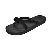 Tongs d'été pour femme - Sandales plates - Légères - Orthopédiques - Confortables - Antidérapantes - Pieds confortables - Chaussures d'été - Chaussures de loisirs, Noir , 41 EU