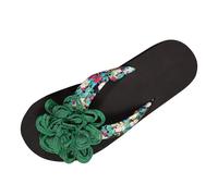 Tongs d'été pour femme - Tongs d'intérieur - Sandales orthopédiques - Pour l'extérieur - Taille - Sandales plates - Sandales romaines décontractées - Sandales de bain bohème, Vert 4., 41 EU