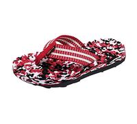 Tongs d'été tendance pour homme à fond plat, légères et confortables, motif camouflage, pantoufles de plage pour intérieur et extérieur, vacances, vacances d'été, Rouge, 41 1/3 EU