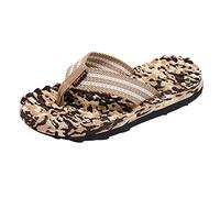Tongs d'été tendance pour homme à fond plat, légères et confortables, motif camouflage, pantoufles de plage pour intérieur et extérieur, vacances, vacances d'été, kaki, 41 1/3 EU