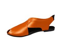 Tongs en tissu avec tige d'orteil à l'extérieur portant bout ouvert tête carrée drags froides chaussures pour femmes tissu denim coréen talons hauts sandales plates noires, Orange, 38 EU