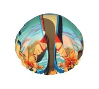 Tongs et bonnet de douche pour homme et femme, réglable, réutilisable, double couche, imperméable, doublure EVA, bande élastique pour toutes les longueurs de cheveux