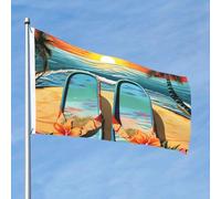 Tongs et drapeau de scène de plage tropicale 61 x 91 cm double face qui ne se décolore pas, drapeau de jardin avec bannière extérieure en laiton pour décoration de cour, porche, pelouse