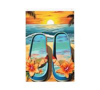 Tongs et scène de plage tropicale - Drapeau de bienvenue de jardin - 6 x 91 cm - Double face - Ne se décolore pas - Pour maison, cour, porche, pelouse, décoration extérieure