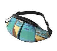 Tongs et scène de plage tropicale - Sac banane pour homme et femme - Imperméable - Sac banane tendance - Sac banane avec sangle réglable - Grand sac à bandoulière pour voyage et randonnée