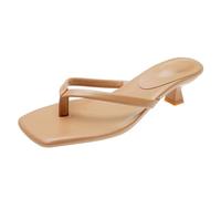 Tongs Femme Orthopédique Cuir Confortable Pantoufles élégantes pour s, Chaussures de Plage décontractées, Sandales s à Bout Ouvert avec Un Design Moderne à tête carrée pour Un Usage Quotidien (Khaki,