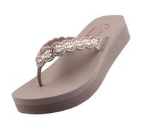 Tongs Femme - SKECHERS - Vinyasa Happy Spring - Talon compensé 4cm - Confort Yoga Foam - Beige 41