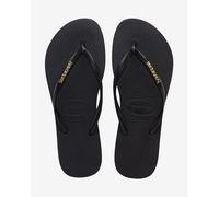 Havaianas Slim Logo Metallic, Tongs Femme, Noir Black Gold 1924, 35/36 EU