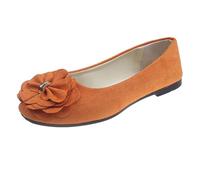 Tongs Mode Femme Basket Femme Orthopedique Confortable Women's Flat Shoes Spring Summer and Autumn Lightweight Suede Round Toe Shallow Mouth Soft Bottom Bow Single Shoes Daily Orange 41