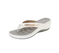 Tongs orthopédiques compensées pour femme, confortables avec soutien de la voûte plantaire, sandales antidérapantes habillées décontractées d'été avec strass, chaussures de plage respirantes pour