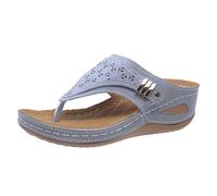 Tongs orthopédiques pour femme - Coupe large - Sandales compensées confortables avec soutien de la voûte plantaire - Pantoufles d'été à plateforme - Sandales de marche - Chaussures de sport, bleu