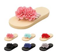 Tongs orthopédiques pour femme - En cuir synthétique - Avec fleurs - Plates et légères - Pour la plage - Support de la voûte plantaire - Antidérapantes - Pour l'été, rose bonbon, 41 EU