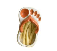 Tongs Plateau de Frites en Céramique, Assiette de Sauce à Frites, Plateau Amusant, Plats de Service (Orange)