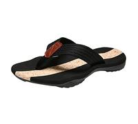 Tongs plates à chevrons pour homme - Tongs d'été unisexes - Sandales orthopédiques pour soutien de la voûte plantaire et confort - Plage piscine maison intérieur extérieur, Noir , 39 2/3 EU