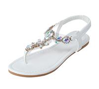 Tongs plates et élastiques pour femme, blanc, 37.5 EU
