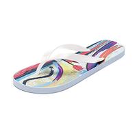 Tongs pour femme avec 111 sandales à bout clip pour femme - Tongs de plage en gelée - Pour étudiants et étudiants - Sandales plates d'été pour intérieur et extérieur - Vacances d'été, blanc, 40 EU
