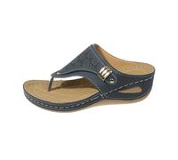 Tongs pour femme - Avec support arche - Semelle orthopédique - Semelle en caoutchouc antidérapante - Sandales et claquettes confortables pour la plage, les loisirs et l'été, bleu, 36 EU