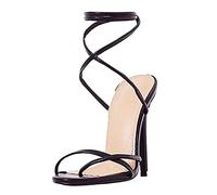 Tongs pour femme avec talon - Chaussures d'été à talons hauts - Sandales de bandage élégantes - Sangle croisée - Talon haut - Bottines respirantes - Idéales pour le travail et les loisirs, Noir , 37