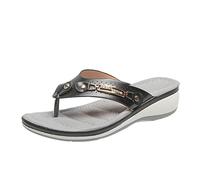 Tongs pour Femme d'été Confortables,Sandales Femmes Compensées Mode Bohême Plates été Strass Bout Ouvert Sandales Chaussures Tongs de Plage
