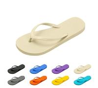 Tongs pour femme - Élégantes - Plates - Pour l'été - Douces et confortables - Chaussures d'été plates - Chaussures de plage - Bout ouvert - Tongs pour femme, beige, 39 EU