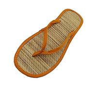 Tongs pour femme - Fond en bambou - Résistantes à la transpiration - Tongs plates - Antidérapantes - Pantoufles d'été légères et confortables - Pour la plage - Tongs respirantes, Orange, 37 EU