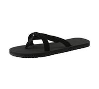 Tongs pour femme - Noir - Chaussures de plage élégantes - Sandales de loisirs avec sangle croisée tressée - Semelle souple vintage - Séparateurs d'orteils - Respirantes et légères - Chaussures de